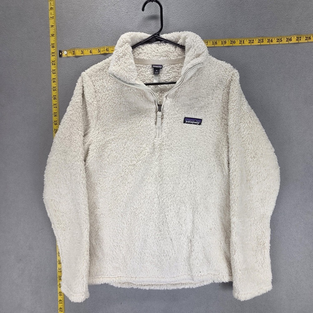 Patagonia Jacket Womens Medium White Los Gatos Fleece 1/4 Zip Pullover Sherpa